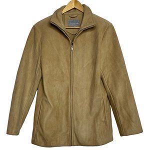 Juliet Michelle by Adler Womens Golden Cream Zip Up Casual Jacket Size Large